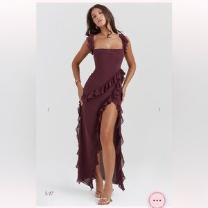 House of CB Burgundy Ruffle Dress